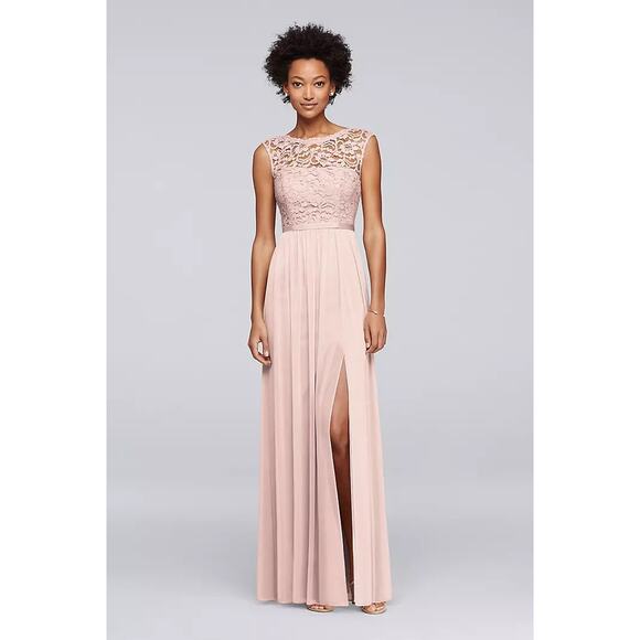 David's Bridal Dresses & Skirts - David’s Bridal Lace Chiffon Maxi Dress Size 4 NWT